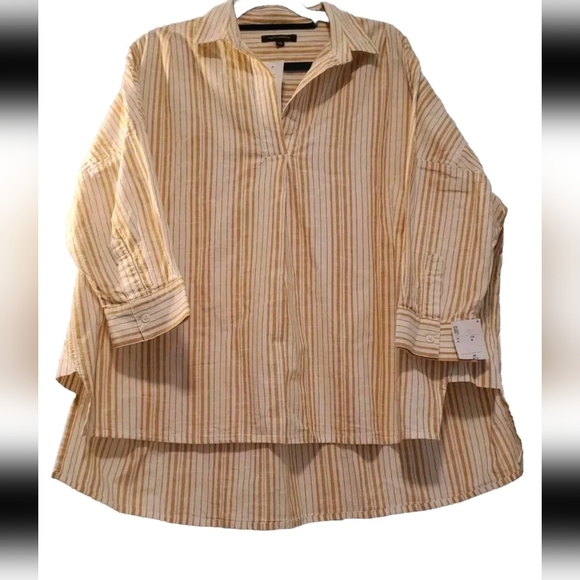 French Connection Tops - NWT French Connection Women's Striped Long Sleeve Cotton Shirt XXL